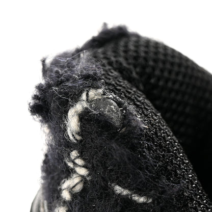 Chanel Tweed Suede Goatskin CC Sneakers 39 Black White 9 of 22
