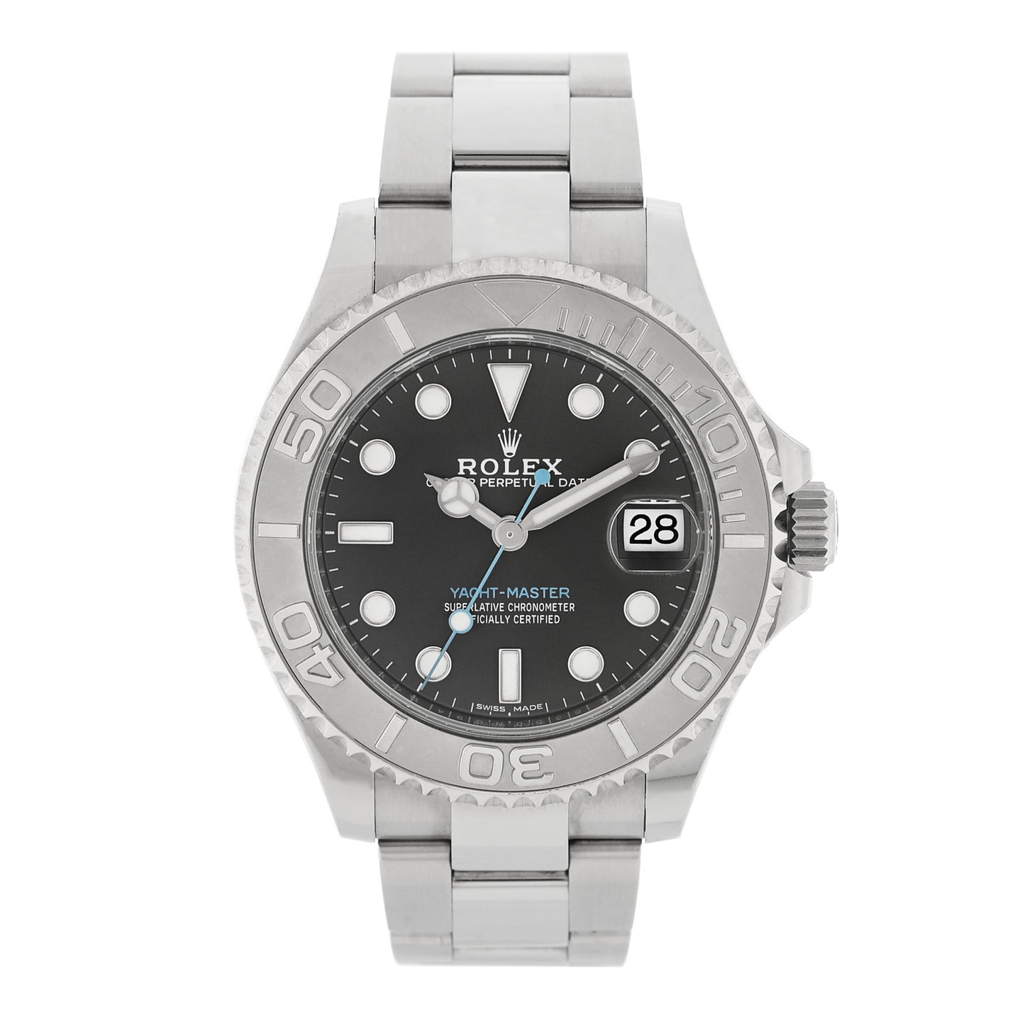 Stainless Steel Platinum 37mm Oyster Perpetual Date Yacht-Master Watch Slate 268622