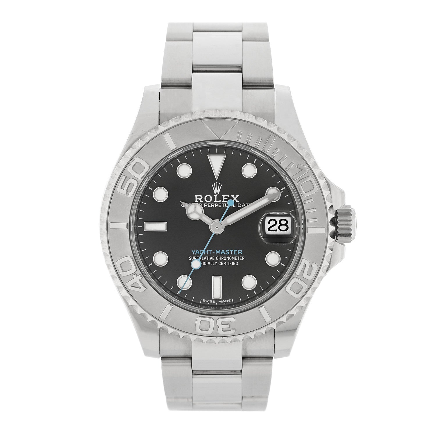 Rolex Stainless Steel Platinum 37mm Oyster Perpetual Date Yacht-Master Watch Slate 268622 1 of 4