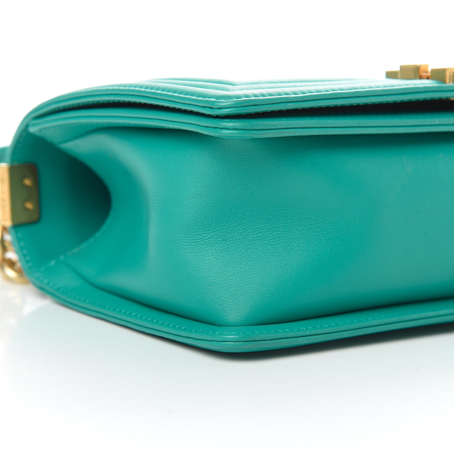 Calfskin Quilted Medium Boy Flap Turquoise