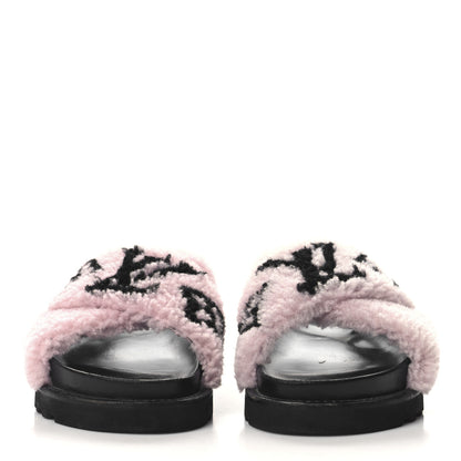 Louis Vuitton Shearling Calfskin Paseo Flat Comfort Sandal 38 Pink 3 of 8