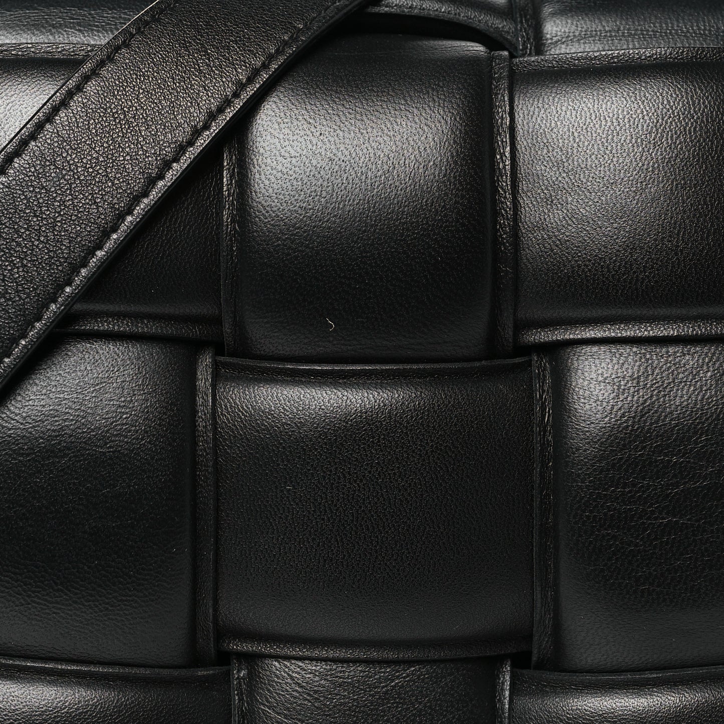 Nappa Maxi Intreccio Padded Cassette Crossbody Bag Black
