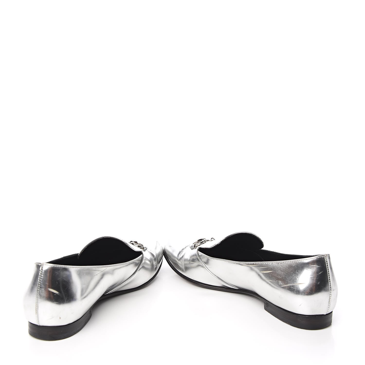 Gucci Metallic Calfskin Womens Horsebit Loafers 36 Silver 6 of 13