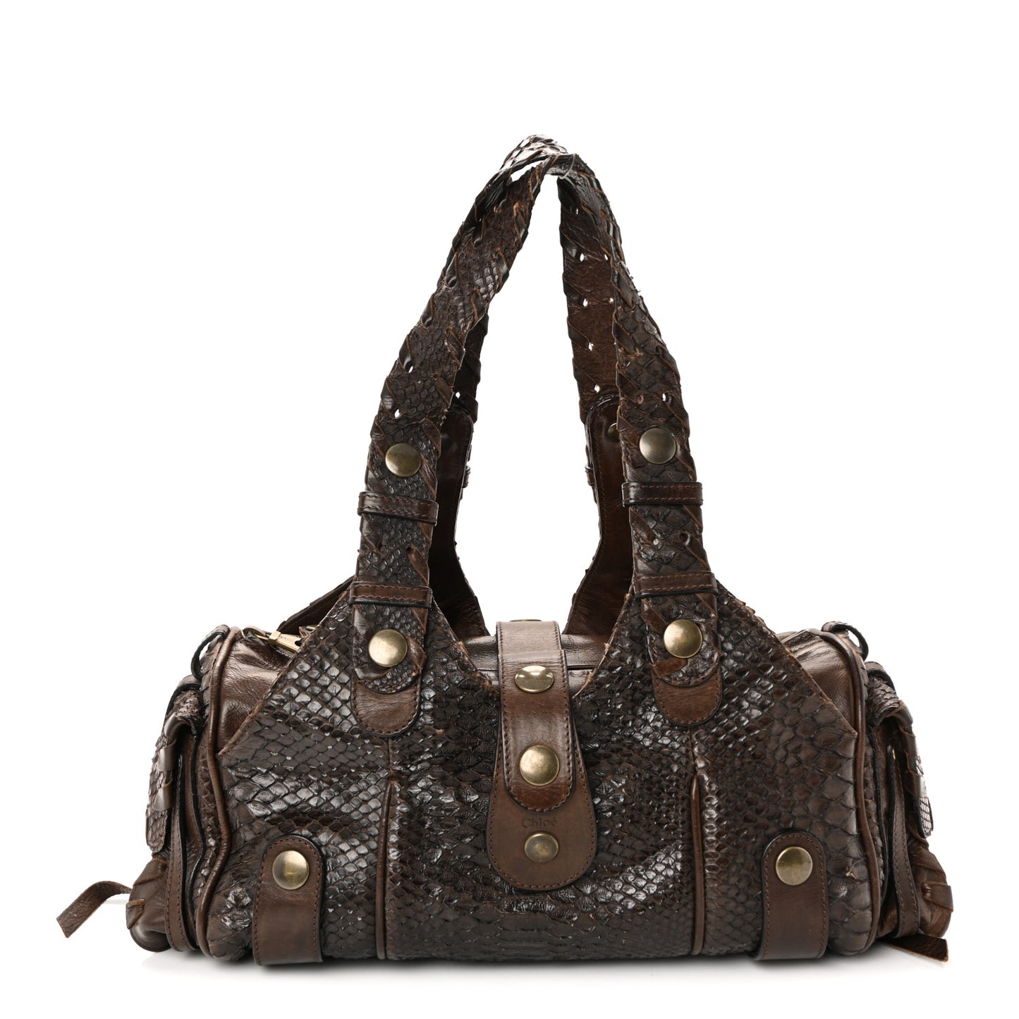 Snakeskin Silverado Shoulder Bag Dark Brown