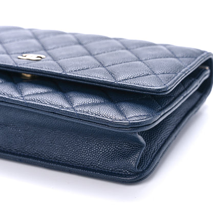 Chanel Iridescent Caviar Quilted Wallet On Chain WOC Blue 10 of 10