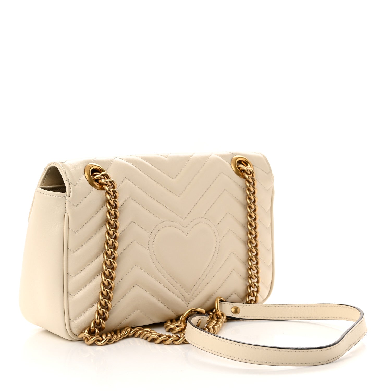 Gucci Calfskin Matelasse Small GG Marmont Shoulder Bag White 3 of 10