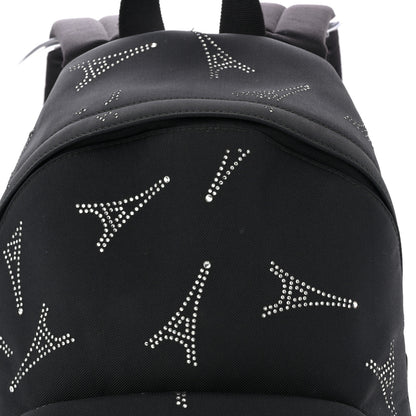 Balenciaga Canvas Crystal Embellished Eiffel Tower Explorer Backpack S Black 7 of 10