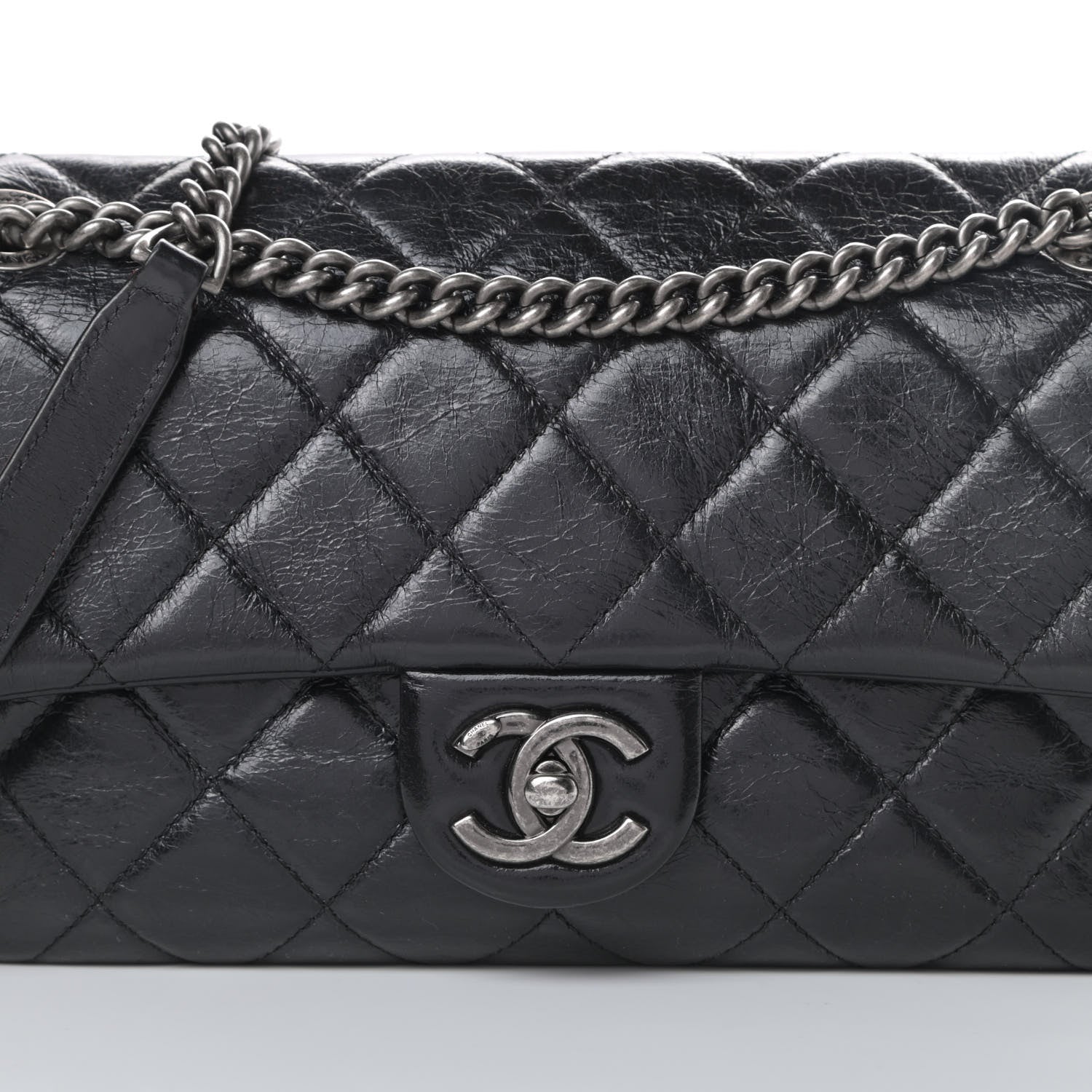 Chanel Glazed Calfskin Quilted Medium Duo Color Flap Black 8 of 13