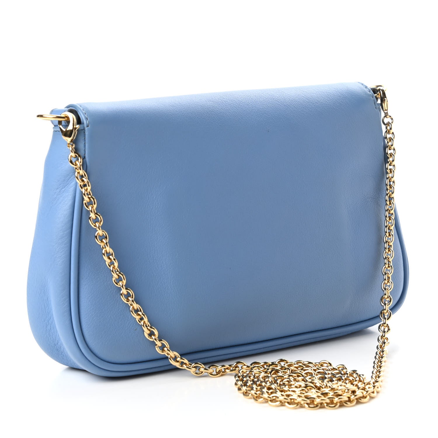 Fendi Vitello Flamingo Enamel Fendista Pouchette Crossbody Blue 3 of 11