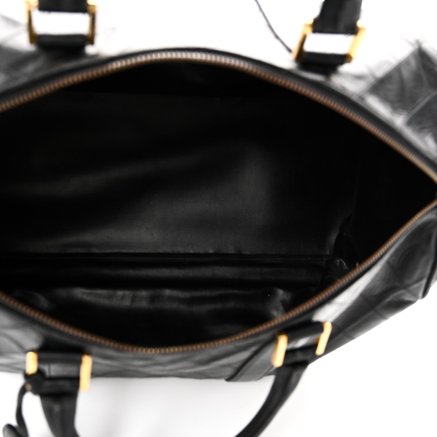 Chanel Calfskin Stitched Duffle Travel Bag Black 4 of 16