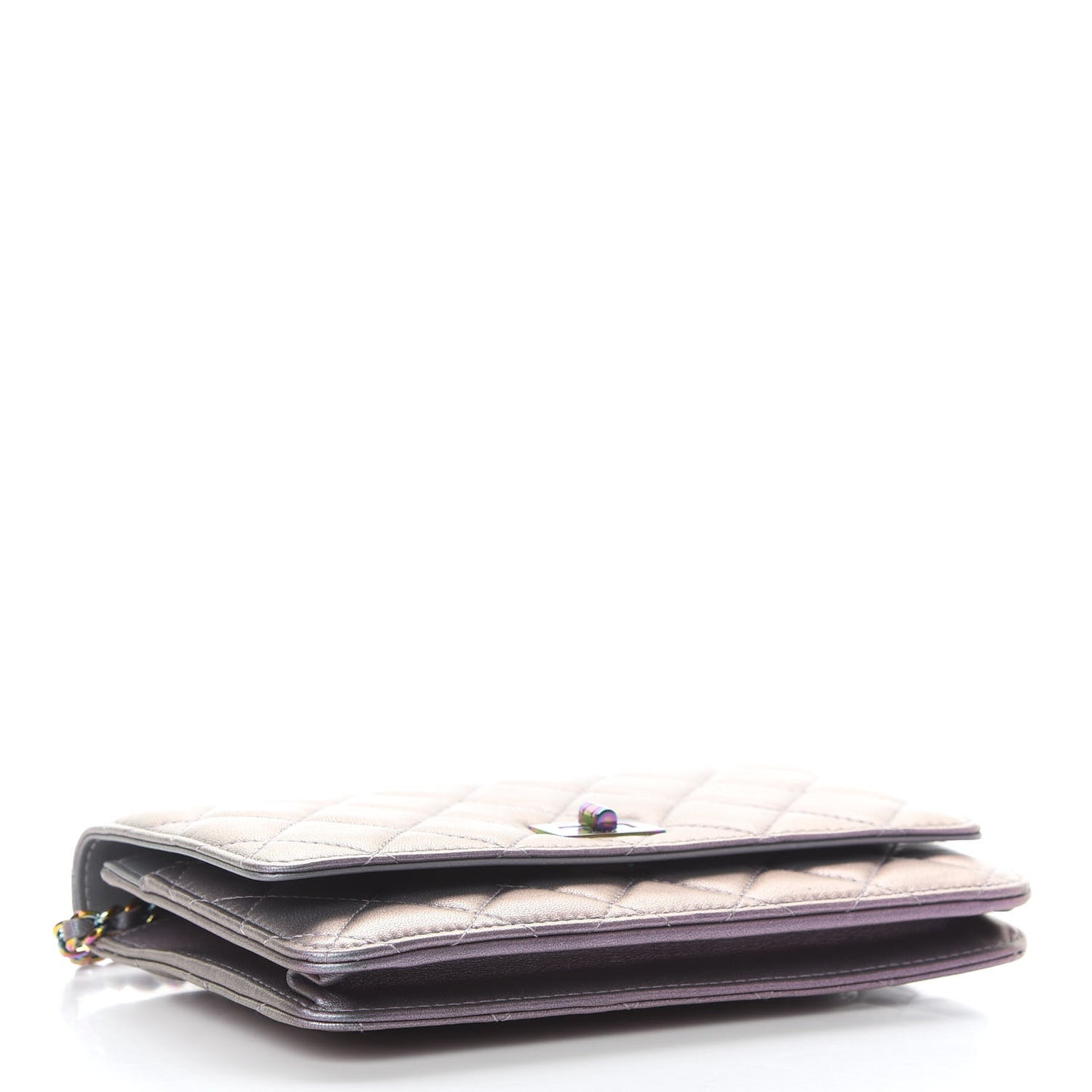Iridescent Lambskin Quilted Reissue Wallet On Chain WOC Light Purple