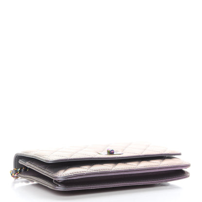 Chanel Iridescent Lambskin Quilted Reissue Wallet On Chain WOC Light Purple 4 of 10