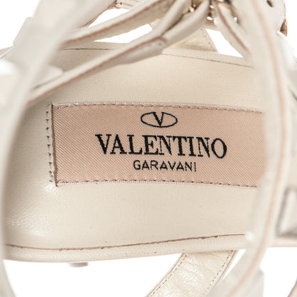 Valentino Garavani Calfskin Lacquered Monochrome Rockstud Ankle Strap 65mm Pumps 36.5 Ivory 7 of 7
