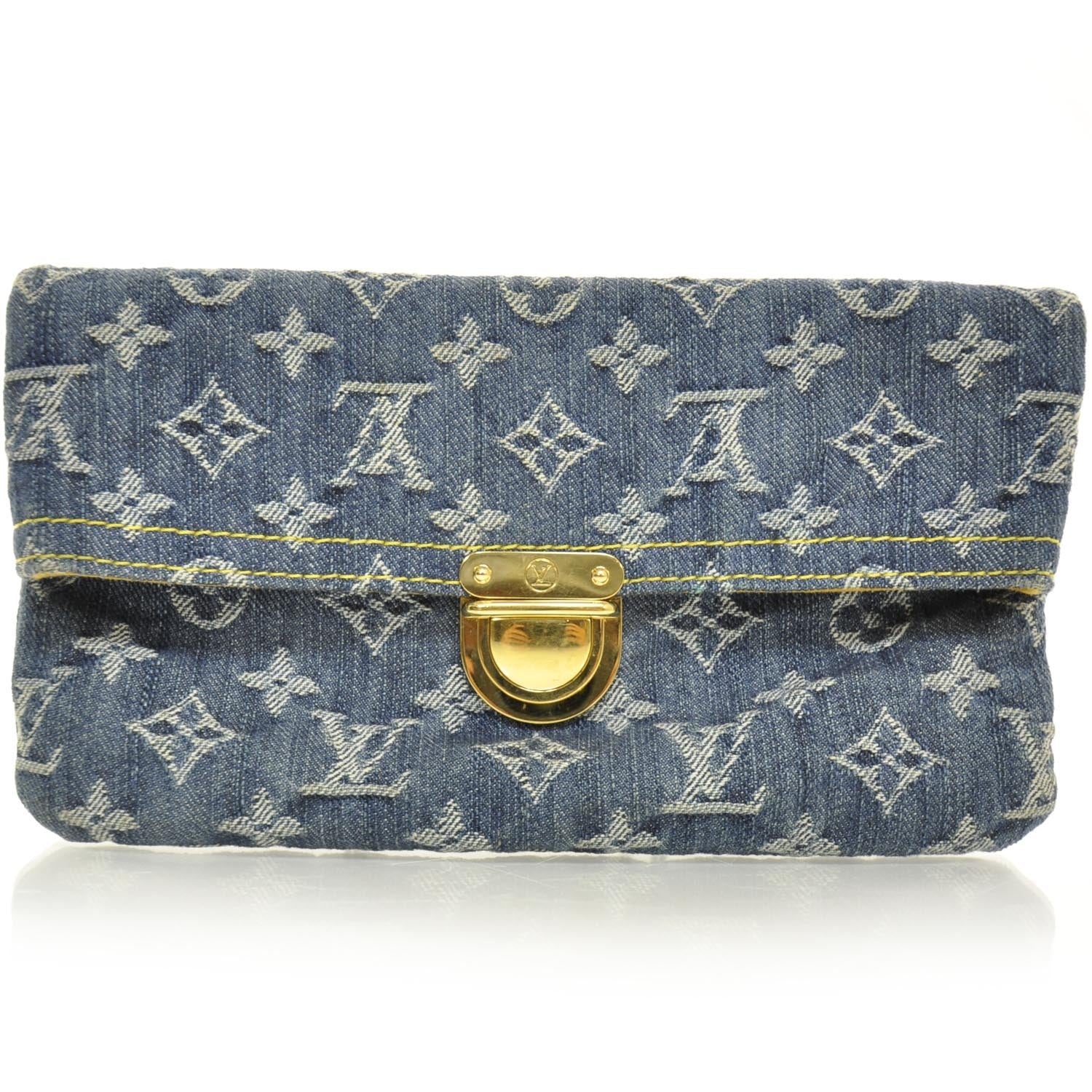 Louis Vuitton Monogram Denim Pochette Plat Clutch Blue 1 of 9