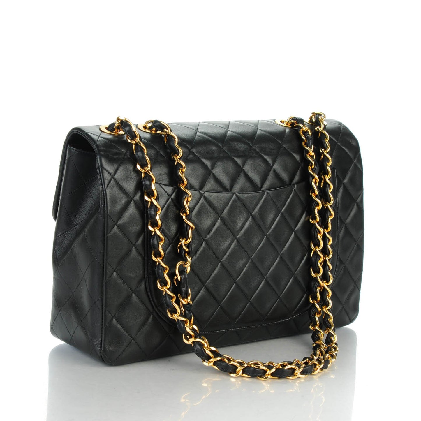 Lambskin Quilted XL Jumbo Single Flap Black