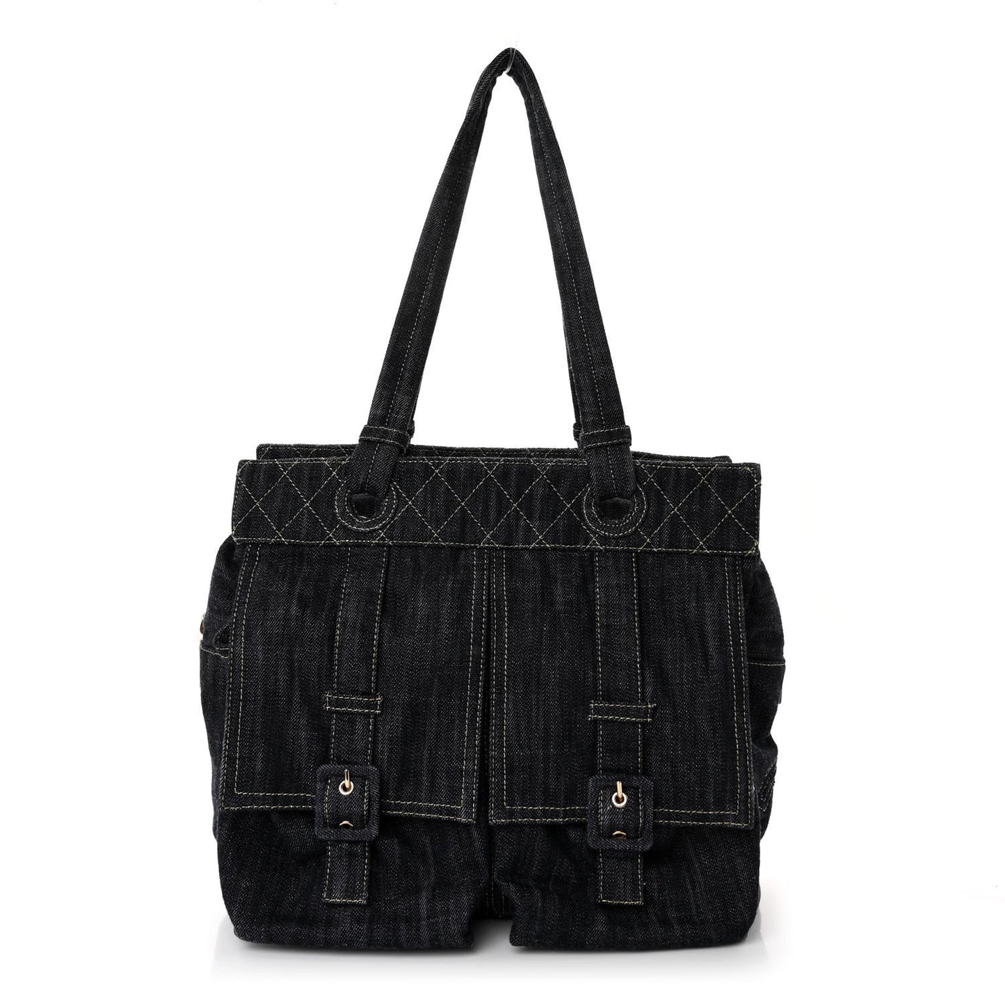Denim CC Double Pocket Shoulder Bag