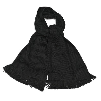 Louis Vuitton Wool Silk Logomania Scarf Black 1 of 4