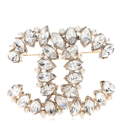 Chanel Crystal Pearl CC Brooch Gold 1 of 6