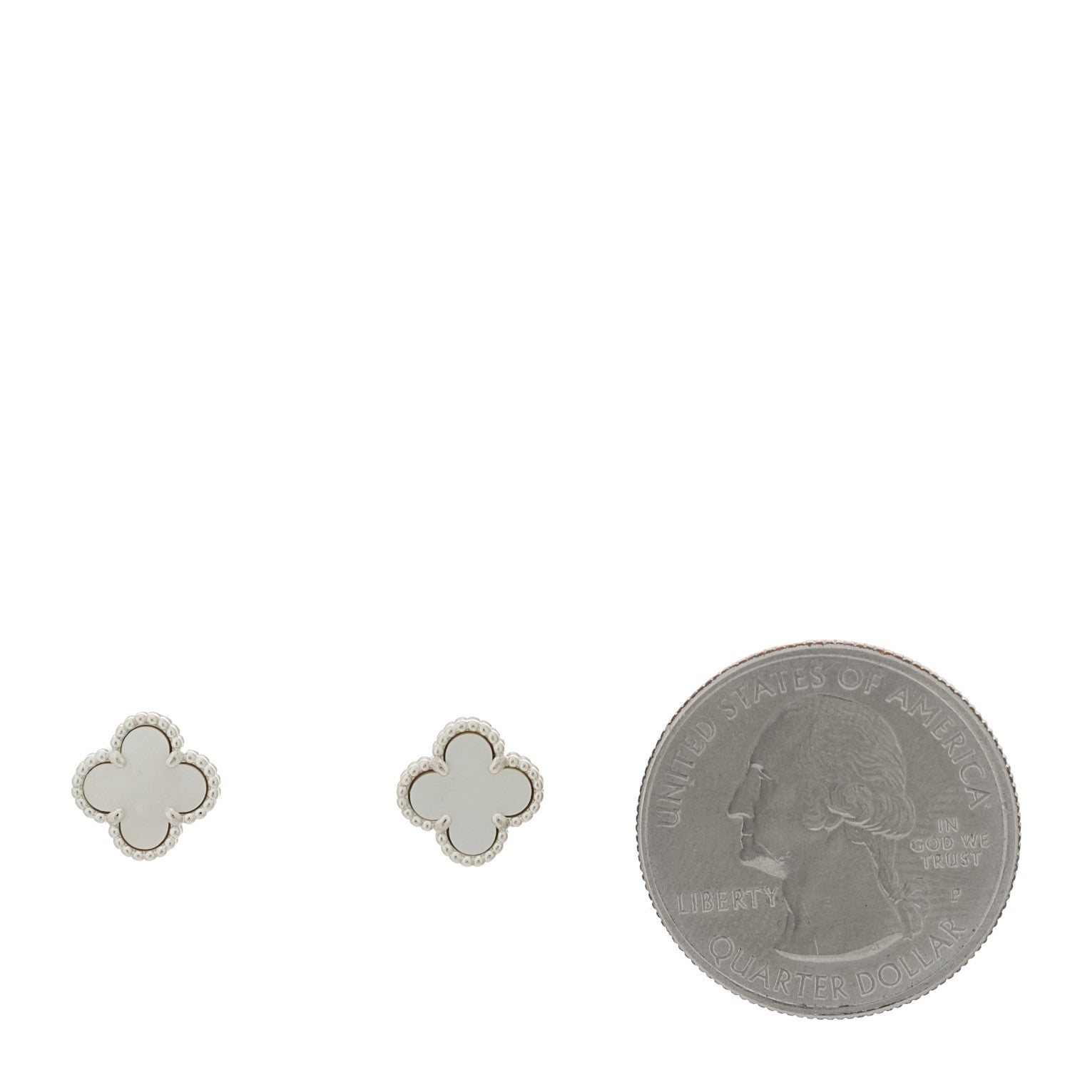 Van Cleef & Arpels 18K White Gold Mother of Pearl Sweet Alhambra Earrings 2 of 5
