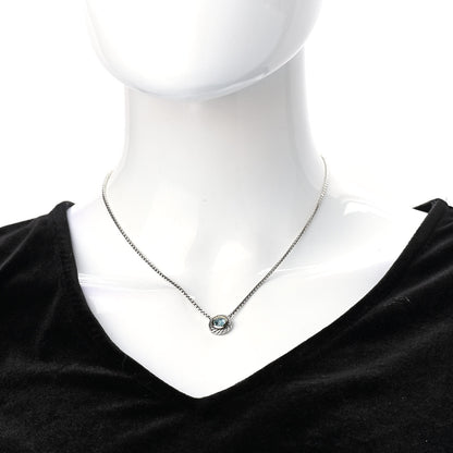 David Yurman Sterling Silver 14K Yellow Gold Blue Topaz 12mm Cookie Pendant Necklace 2 of 5