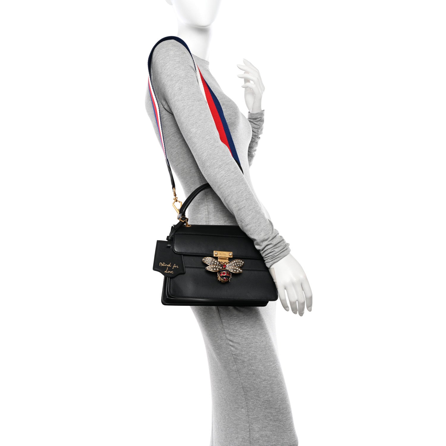 Gucci Calfskin Sylvie Web Small Queen Margaret Top Handle Bag Black 2 of 13