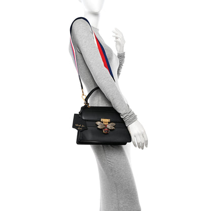 Gucci Calfskin Sylvie Web Small Queen Margaret Top Handle Bag Black 2 of 13