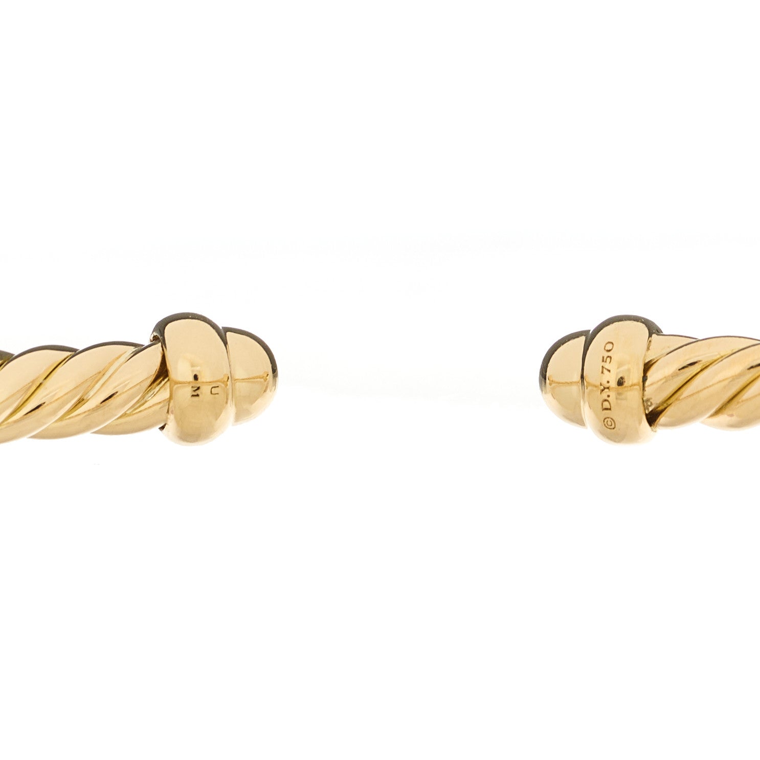 David Yurman 18K Yellow Gold Diamond 4mm Cablespira Flex Bracelet 3 of 4