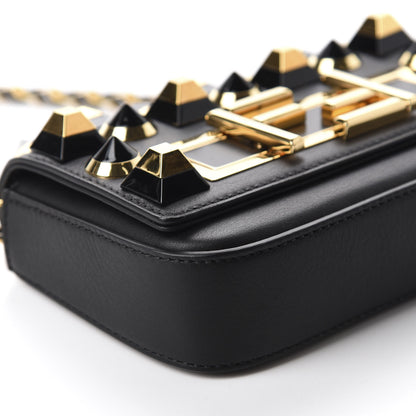 Fendi Vitello Dolce Studded Mini 3Baguette Shoulder Bag Black Gold 6 of 9