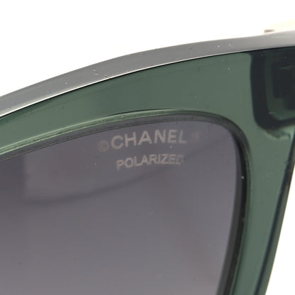 Chanel Acetate Polarized Camellia Cat Eye Sunglasses 71165 Green 7 of 8