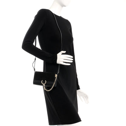 Chloe Suede Calfskin Faye Wallet On Strap Black 2 of 7