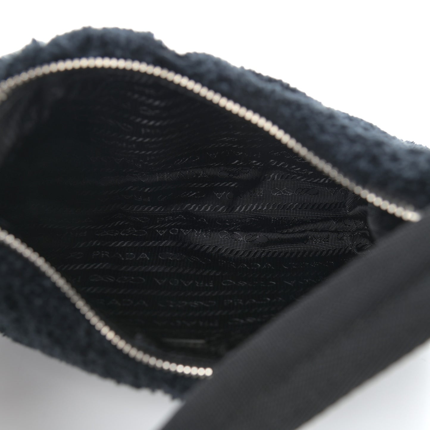 Terry Cloth Mini Re-Edition 2000 Bag Black White