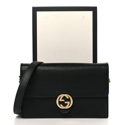 Gucci Dollar Calfskin Interlocking G Chain Wallet Black 9 of 9
