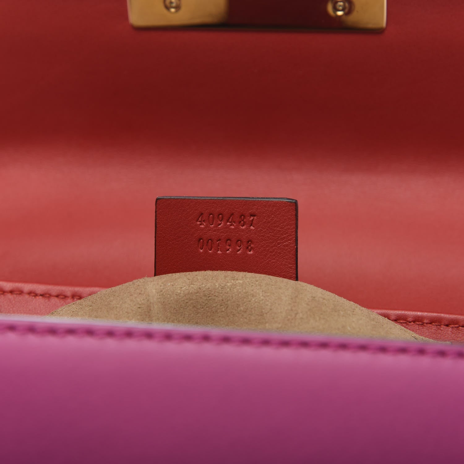 Gucci Calfskin Small Padlock Shoulder Bag New Rosette Hibiscus Red 8 of 9