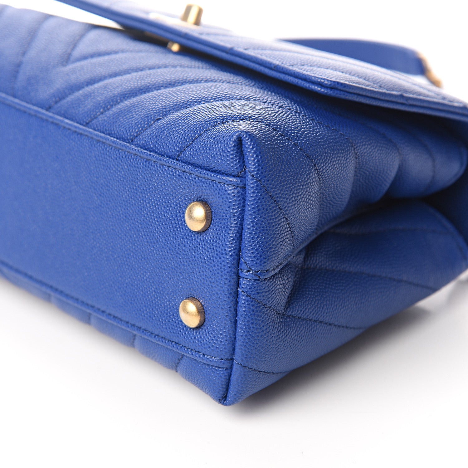 Chanel Caviar Chevron Quilted Mini Coco Handle Flap Blue 9 of 11