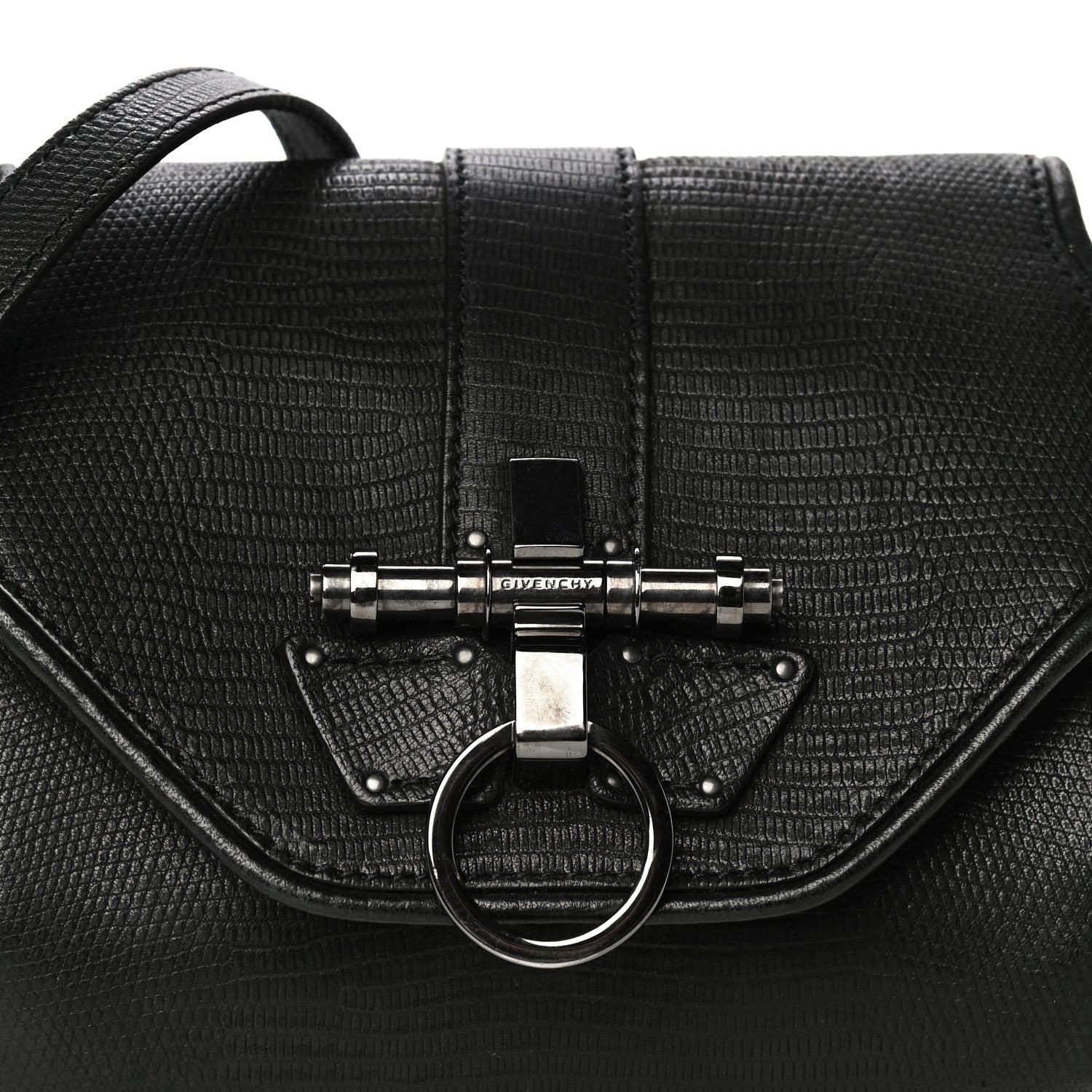 Givenchy Lambskin Lizard Embossed Obsedia Shoulder Bag Black 8 of 16
