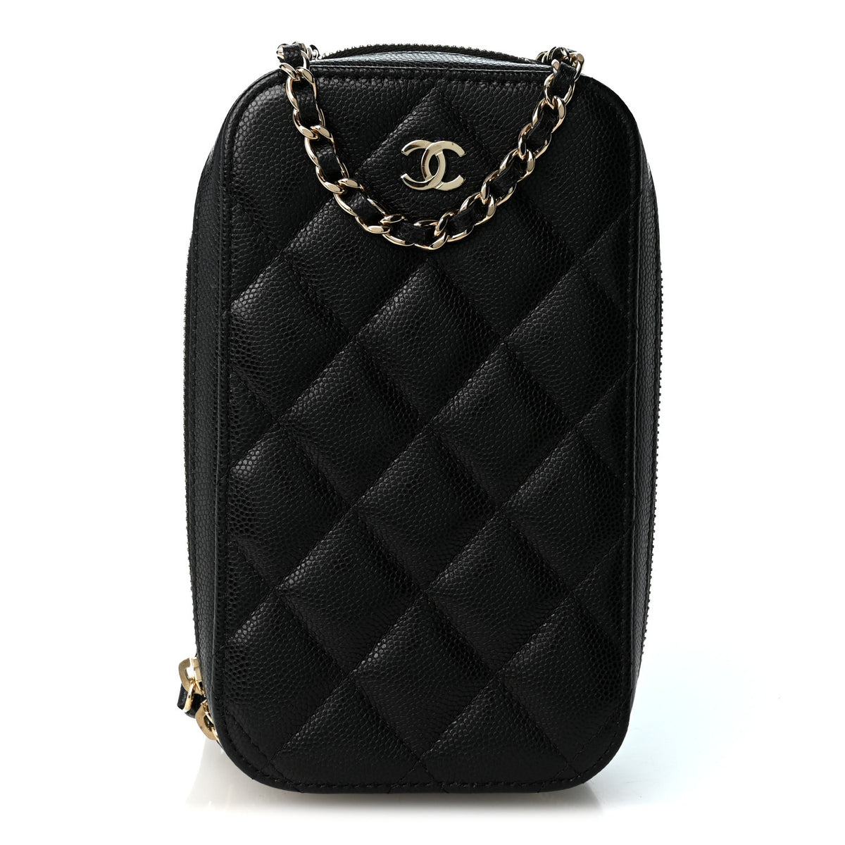Chanel Caviar Quilted Phone Holder Wallet On Chain WOC Black 1 of 9