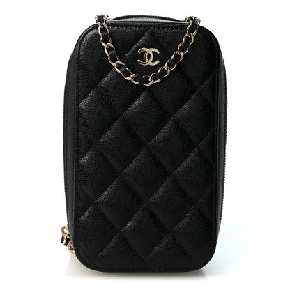 Chanel Caviar Quilted Phone Holder Wallet On Chain WOC Black 1 of 9