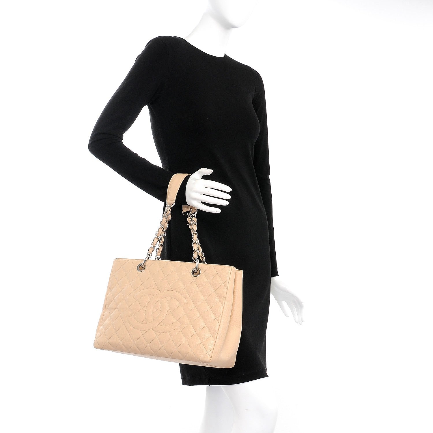 Chanel Caviar Quilted Grand Shopping Tote GST Beige Clair 2 of 18