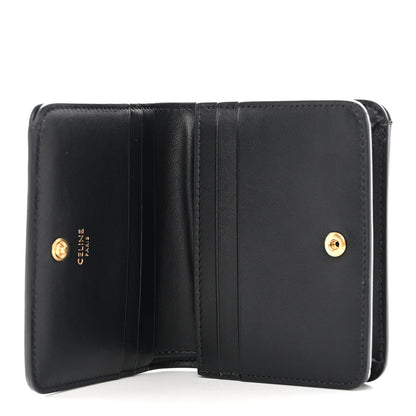 Celine Shiny Calfskin Triomphe Compact Wallet Black 5 of 8