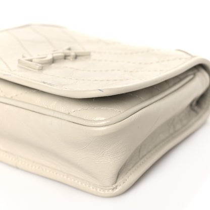 Saint Laurent Crinkled Calfskin Matelasse Monogram Niki Chain Wallet Crema Soft 8 of 9