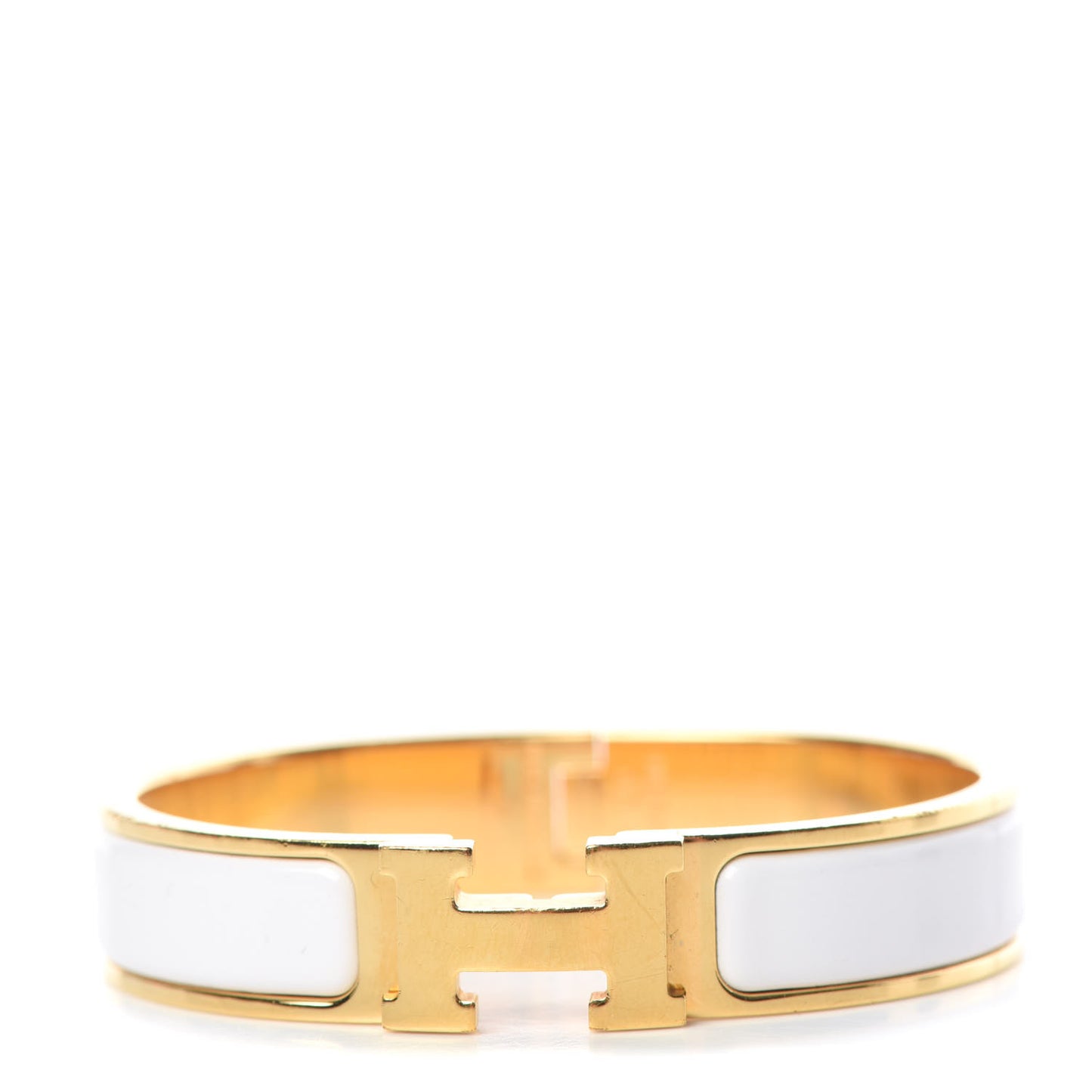 Enamel Narrow Clic Clac H Bracelet PM White