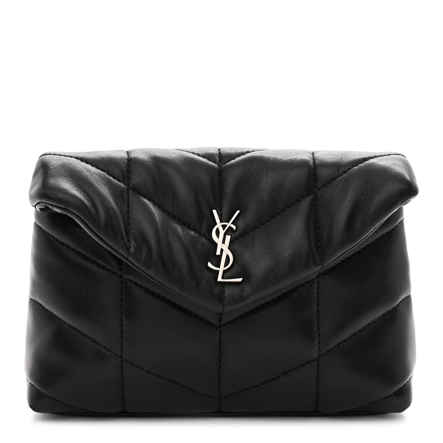 Lambskin Monogram Loulou Puffer Pouch Clutch Black