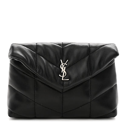 Saint Laurent Lambskin Monogram Loulou Puffer Pouch Clutch Black 1 of 11