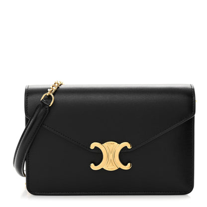 Celine Shiny Calfskin Triomphe Margo Wallet on Chain Black 1 of 12