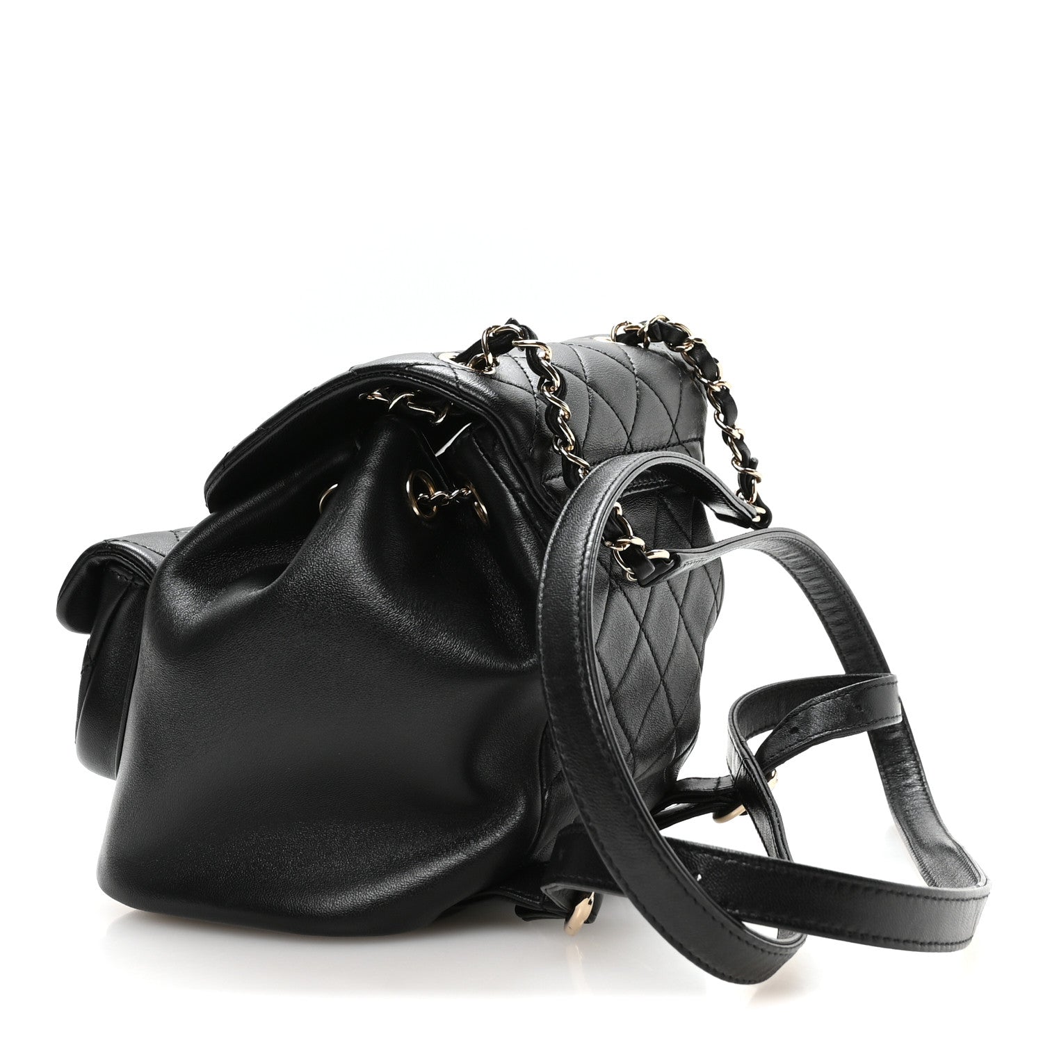 Chanel Lambskin Quilted Small Duma Drawstring Backpack Black 2 of 9