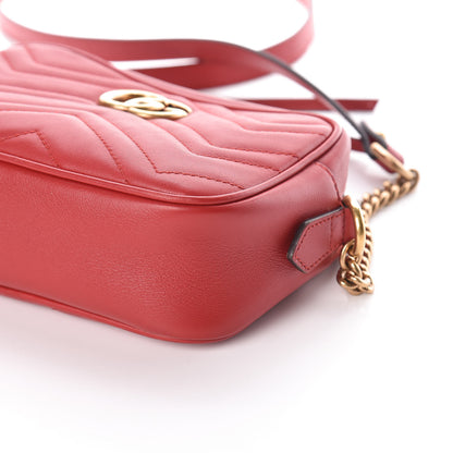 Gucci Calfskin Matelasse Mini GG Marmont Chain Shoulder Bag Hibiscus Red 10 of 10