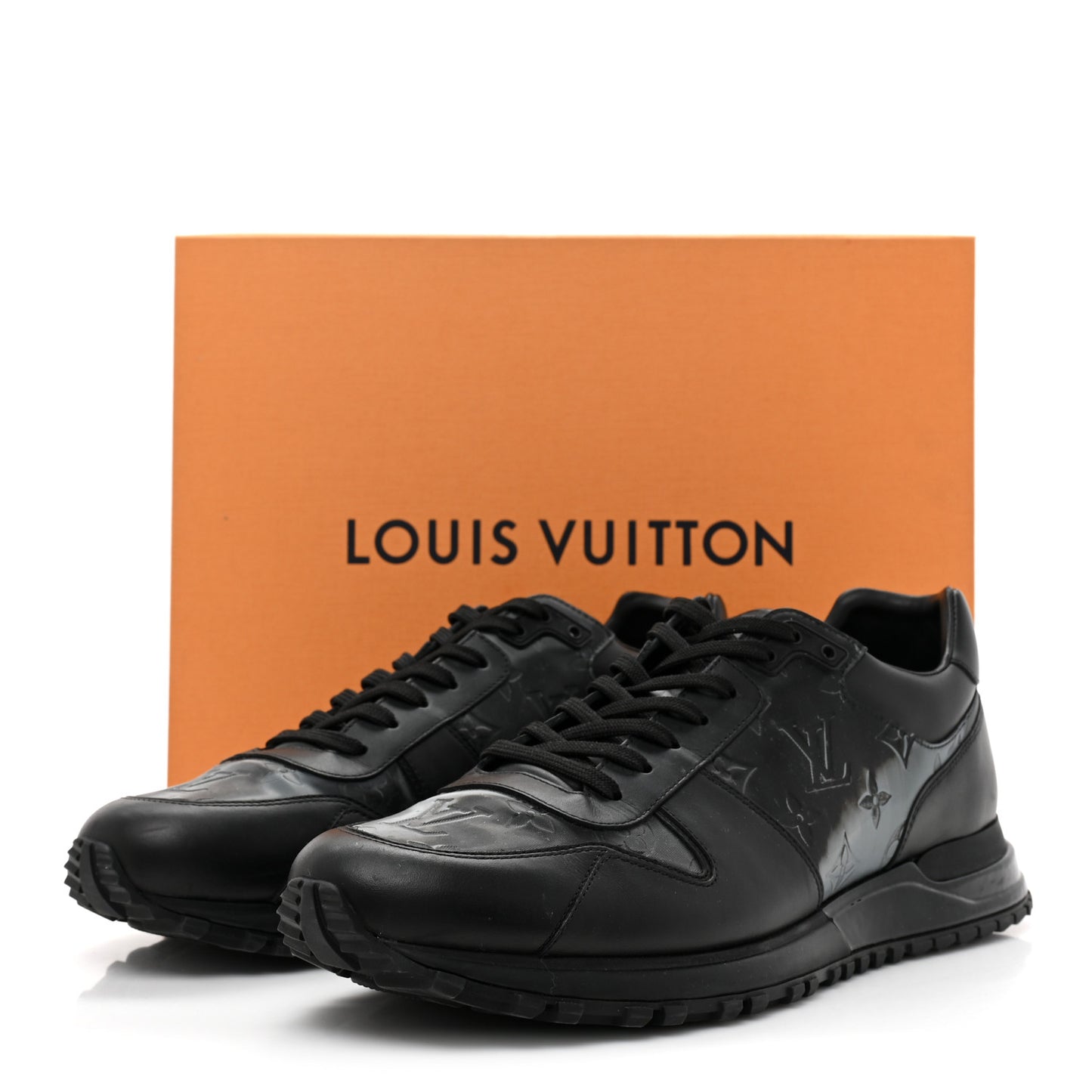 Iridescent Textile Monogram Calfskin Mens Run Away Sneakers 10 Black