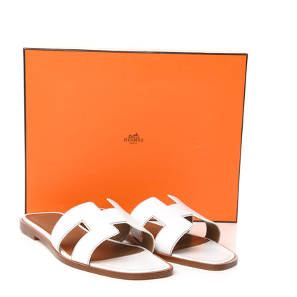 Hermes Box Calfskin Oran Sandals 39 White 9 of 9
