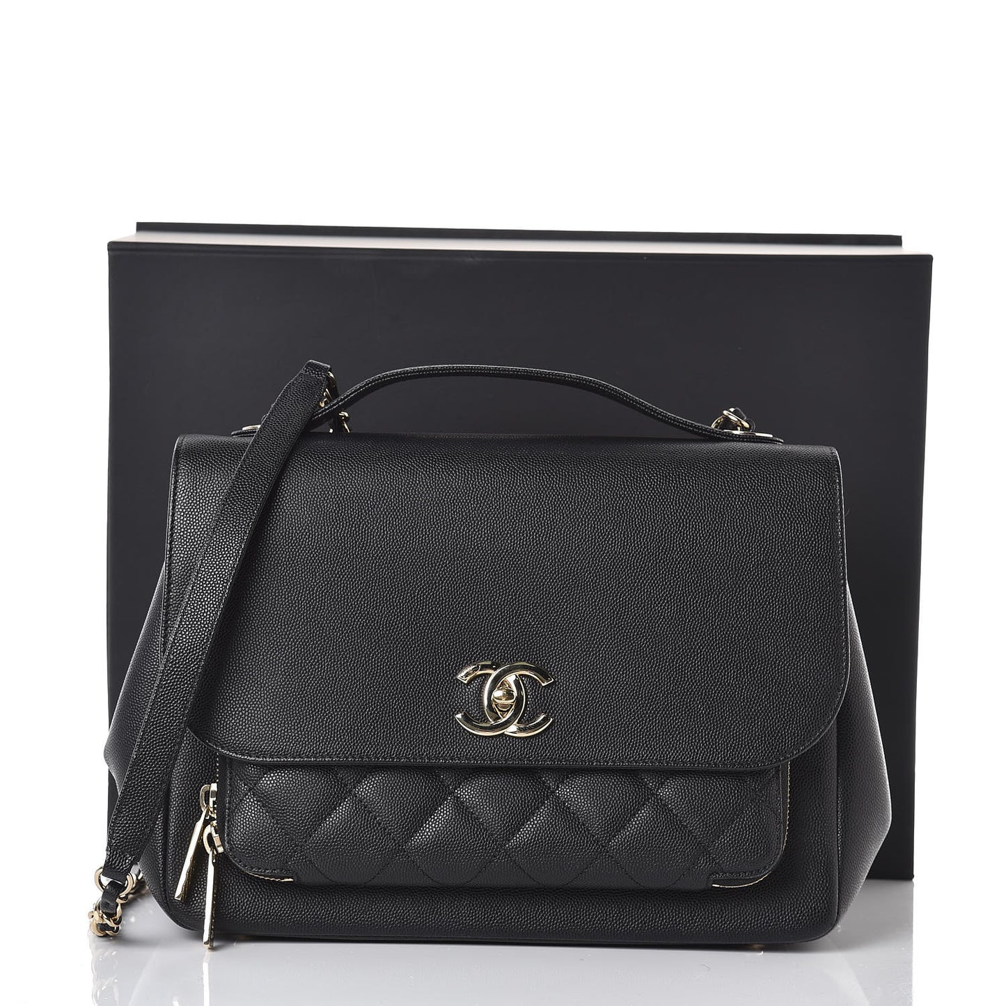 Caviar Quilted Large Business Affinity Flap Black