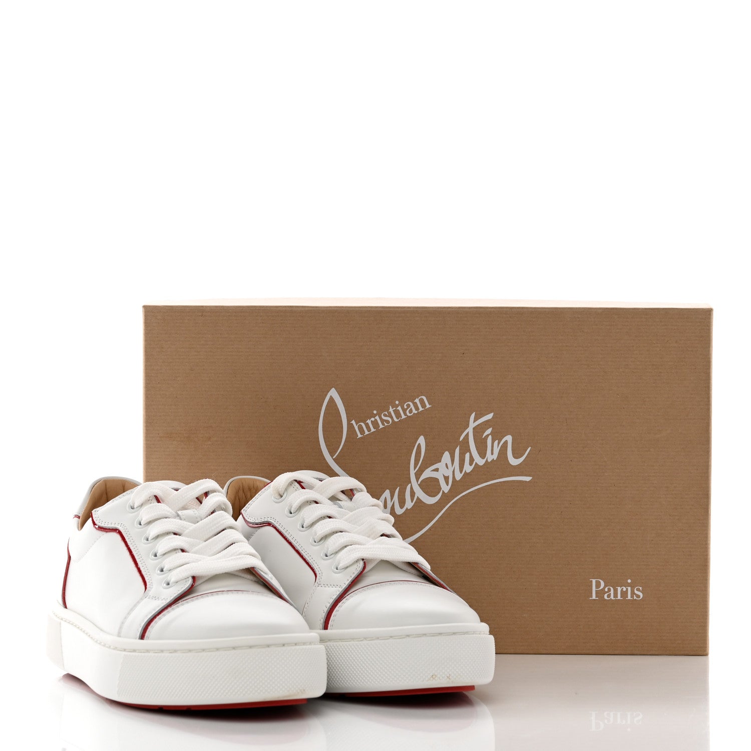 Christian Louboutin Calfskin Patent Vieirissima Flat Sneakers 38 White Loubi 17 of 17